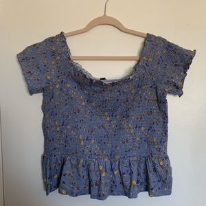 AE Off the Shoulder Floral Peplum Top